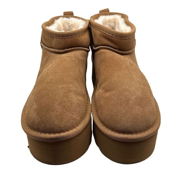 CUSHIONAIRE Women's Genuine Suede pull on platform boot 9 CHESTNUT - Picture 2 of 7